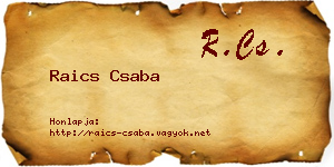 Raics Csaba névjegykártya